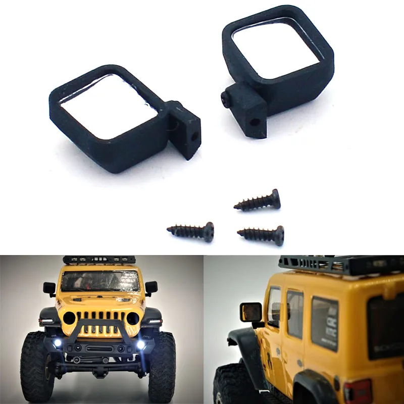 2pcs SCX24 Metal Lens Rearview Mirror for 1/24 RC Crawler Car Axial SCX24 AXI00002 AXI00005 90081 JEEP Wrangler Upgrade Parts