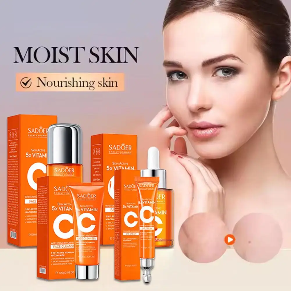 Crema Facial y Contorno de Ojos Acial Cleansern, Serie C para el Cuidado de la Piel, Set de Suero Antienvejecimiento e Iluminador con Ácido Hialurónico y Colágeno, Kit de Cuidado Facial