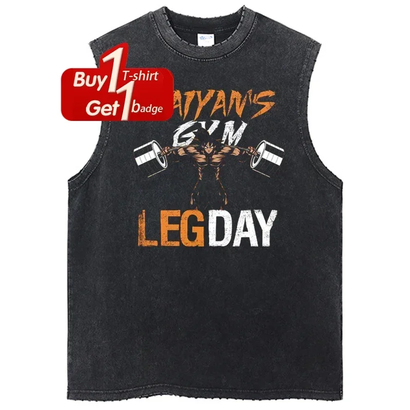 Dragon ball anime roupas de ginástica homem sem mangas camisa verão y2k casual vintage lavado regata streetwear gráfico harajuku colete