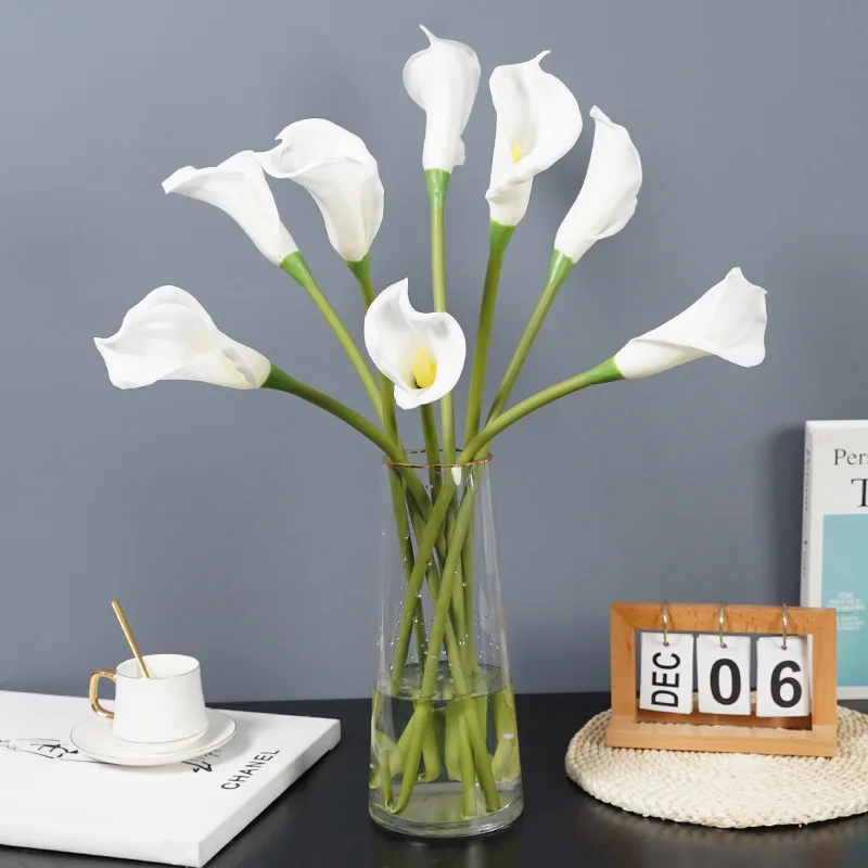 7 Stück PU Große Kallablumen Künstliche Blumen Heimdekoration Lange Zweige Kallablumen Hochzeits-Blumenarrangement Partystrauß – Detail 1