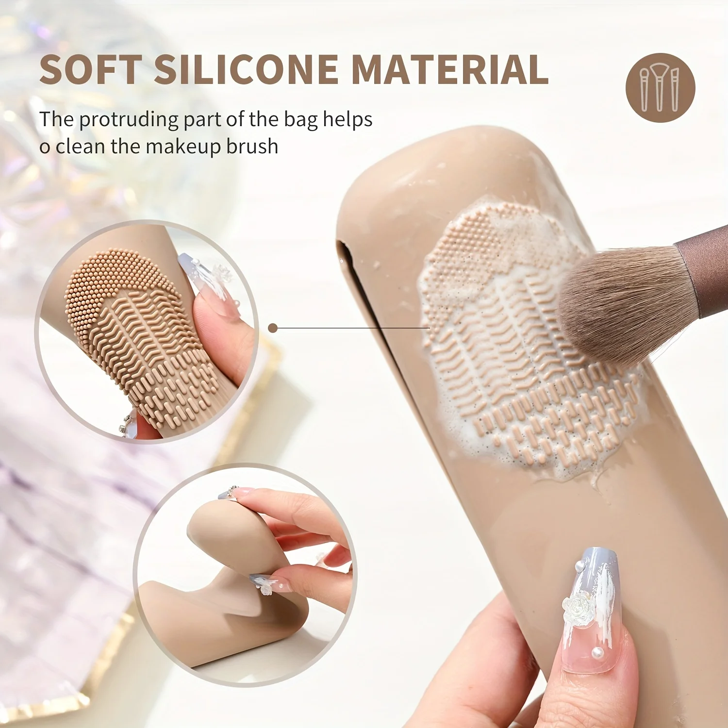 1pcsTravel Makeup Brush Holder,Silicon Trendy and Portable Cosmetic Face Brushes Holder,Soft and Sleek Makeup Tools Organizer