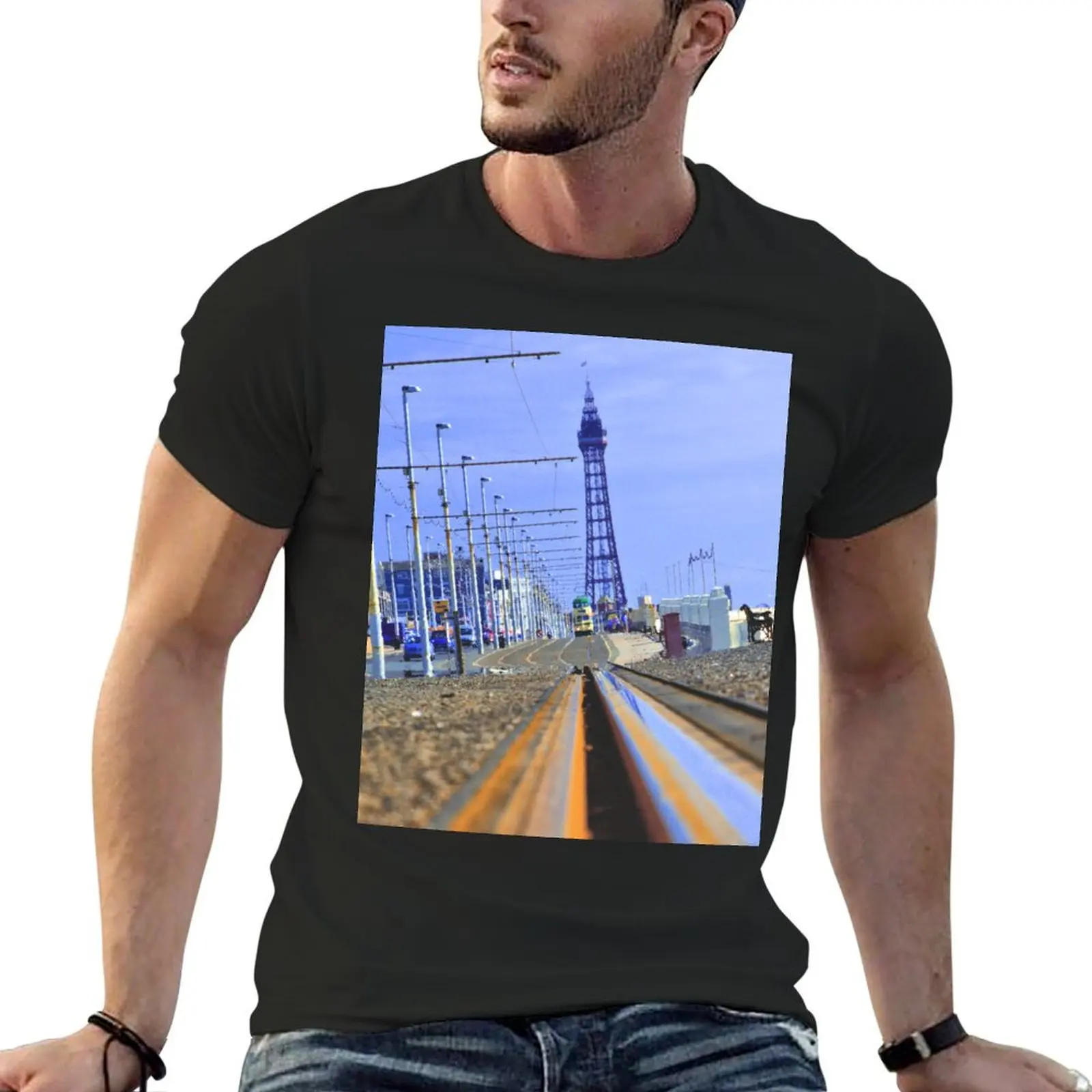 

Classic Vintage Blackpool Heritage Tram with Blackpool Tower - Great Gift Ideas. T-Shirt rapper graphic tees mens plain t shirts