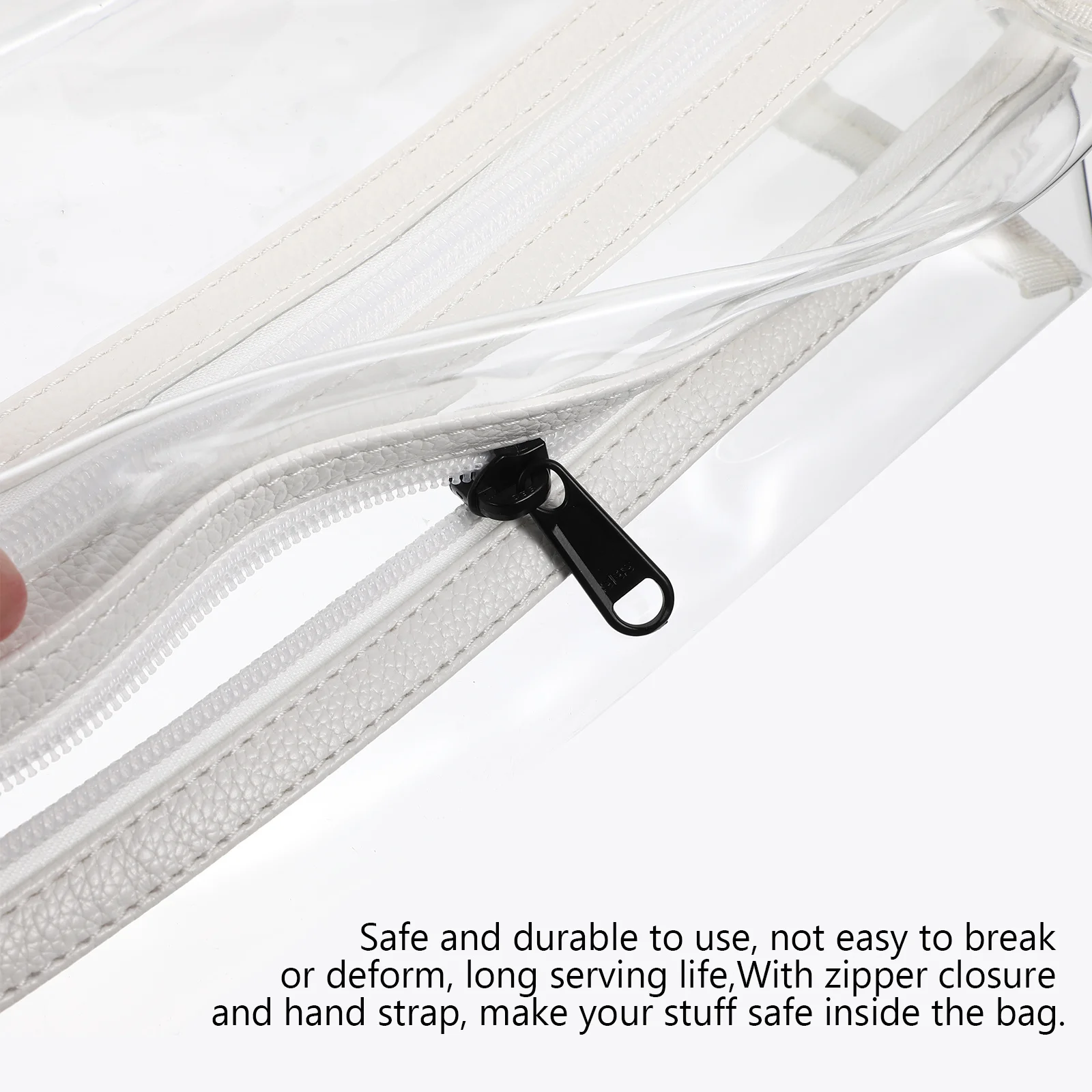 

Clear Toiletry Makeup Bag Transparent PVC Pouch Zipper Closure Hand Strap Travel Makeup Pouch Water Resistant