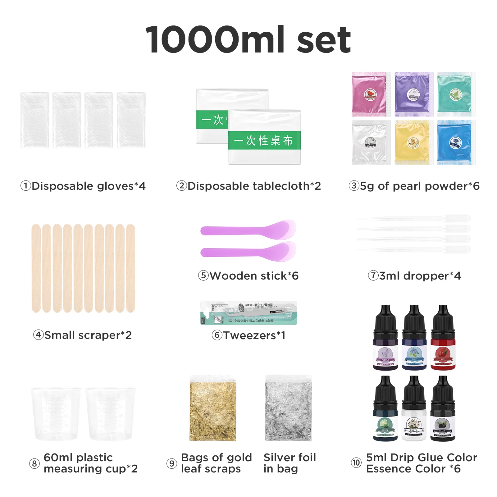 High Adhesive Crystal Hardener Transparent Epoxy Glue 1:1  AB Epoxy Resin Glue Set Kit DIY Resin Jewelry Making 500ml/1000ml Set