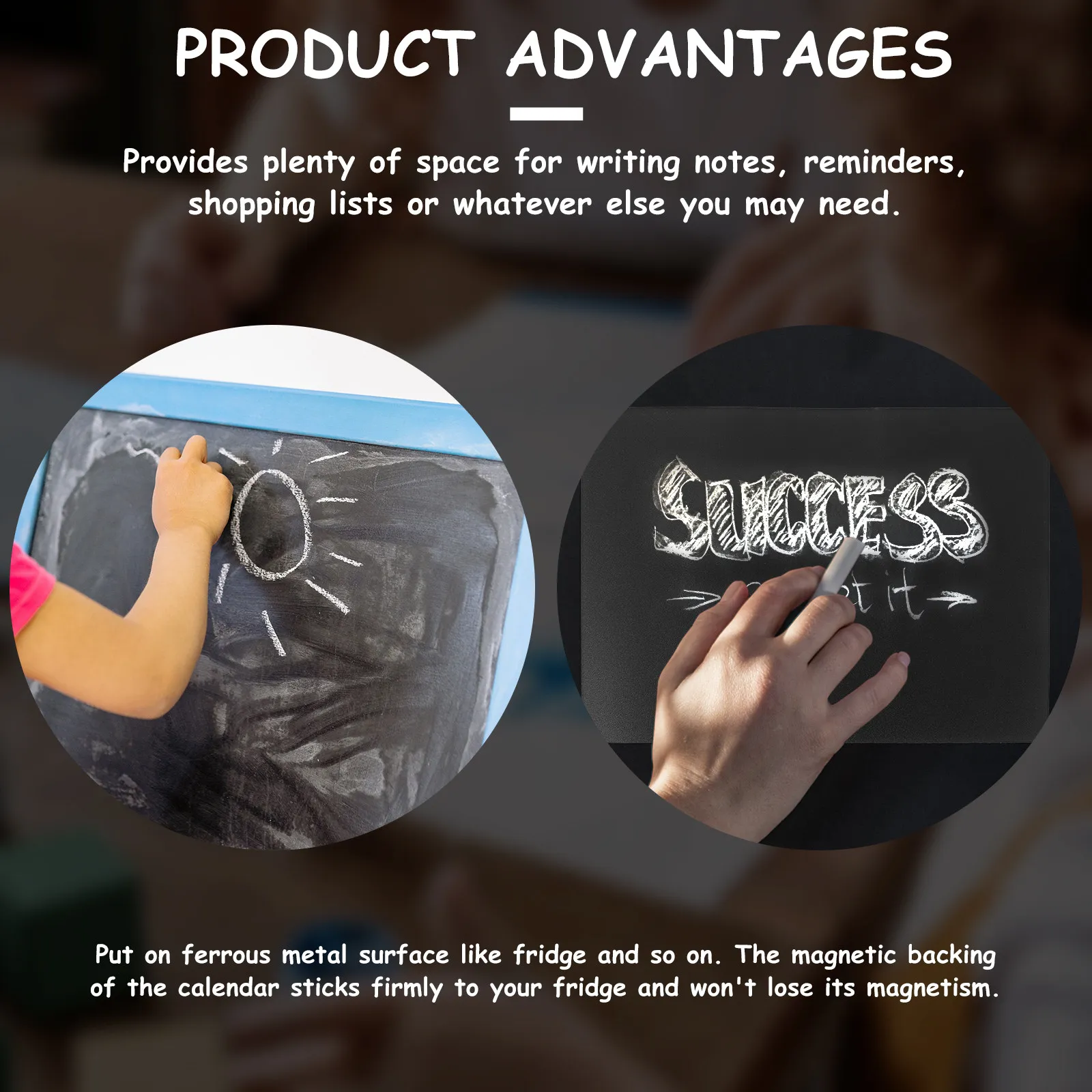 4Pcs Magnetic Message Board A5 Blackboard Sticker Dry Erase Reusable Fridge Note Board Magnet Backing Space Saving