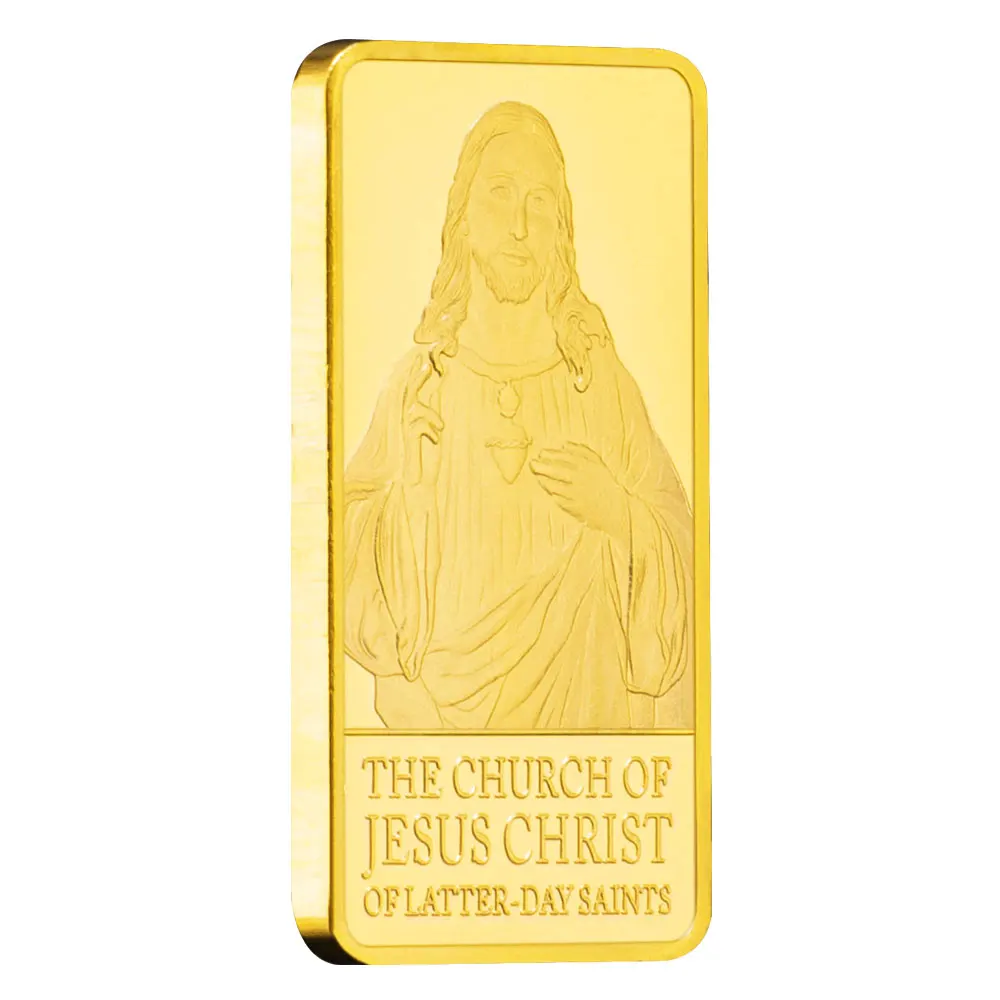 Jesus Bar Station of The Cross Passion Souvenir Comemmorative Coin Bust of Jesus Collectibles Golden Plated Christianity Coin