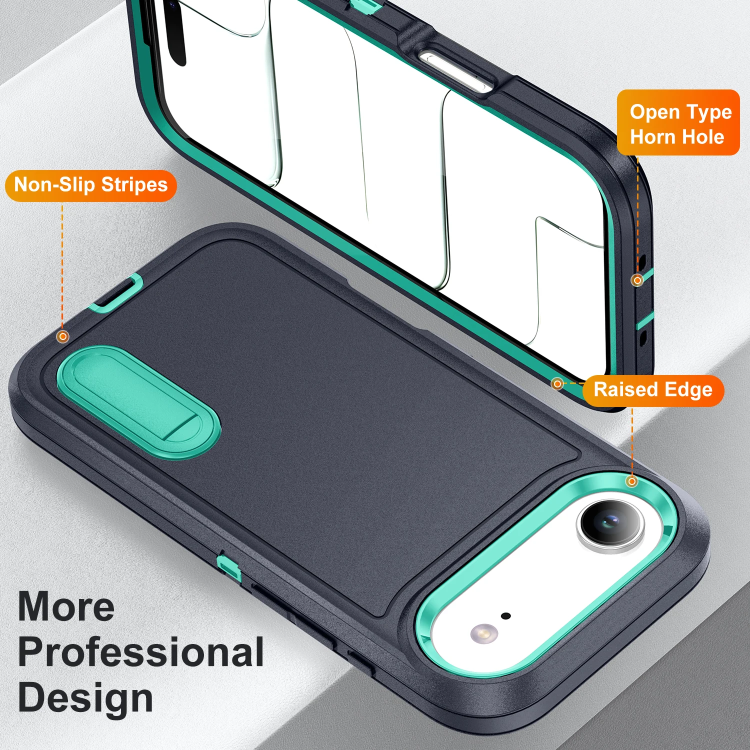 Suporte à prova de choque capa equipada para iphone air 16 17 pro max plus iphone17 bolsa de telefone de proteção resistente