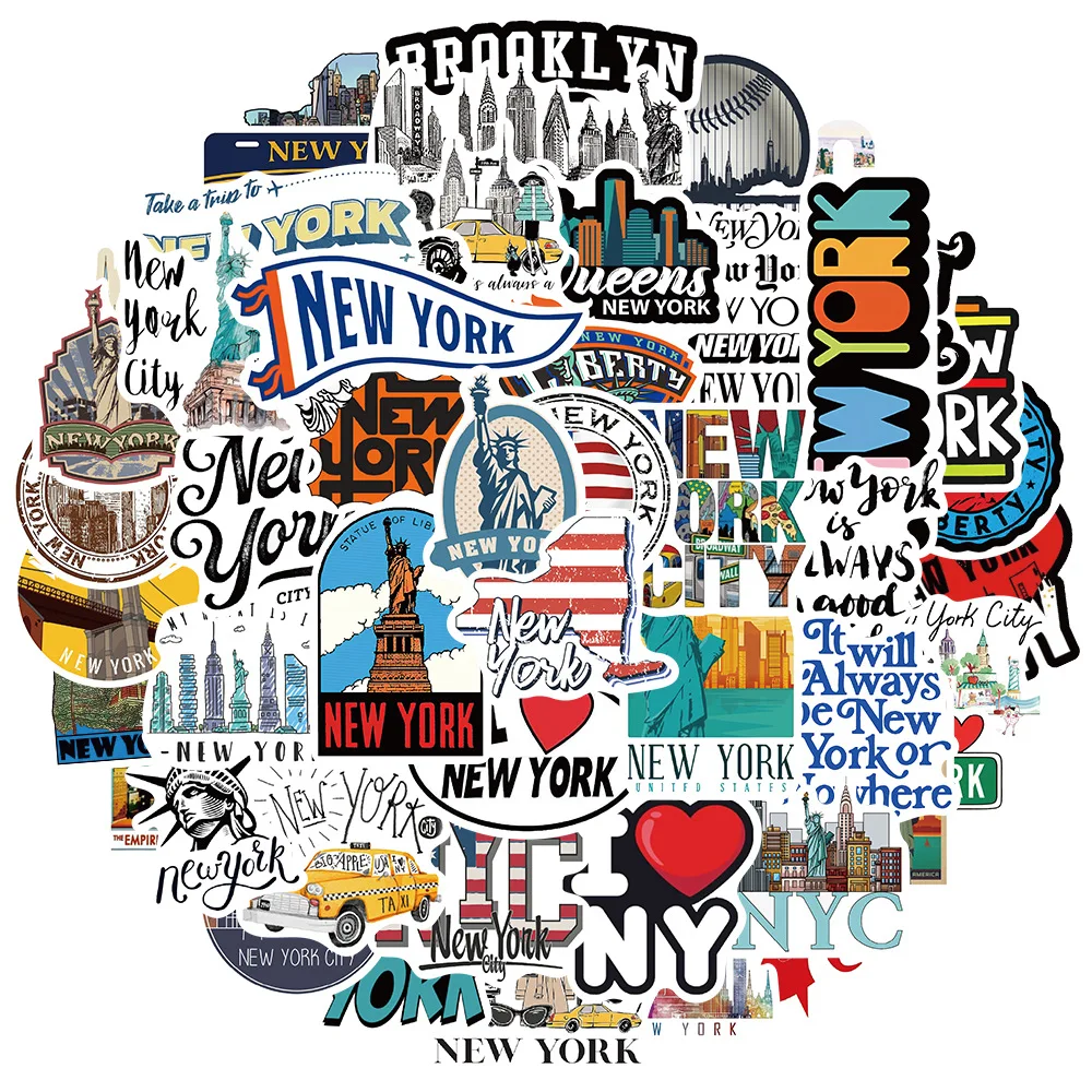 10/30/50Pcs cartoon New york sticker For Suitcase Skateboard Laptop Luggage Phone Car Styling DIY Decal Pegatina