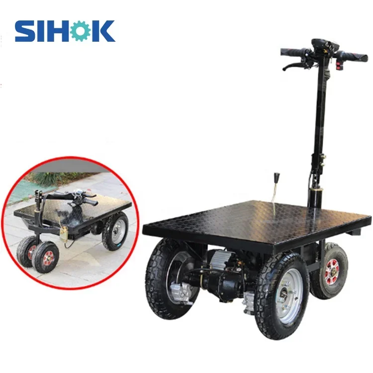 China Supplier Heavy  Foldable Trolley Truck Load 750kg Electric Handling Trolley Brick Transport Platform Hand Trolley