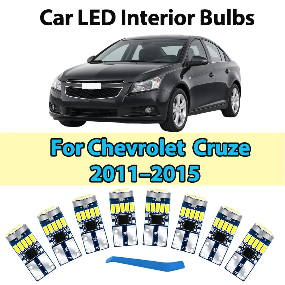 8PCS Canbus For Chevrolet Cruze 2011 2012 2013 2014 2015 LED Interior Front  Map Lights License Plate Lights Glove Box Kits