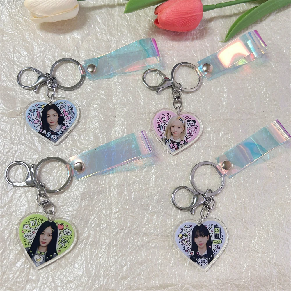 KPOP Idols WINTER NINGNING Acrylic Laser Keychains High Quality INS Style Double Sides Printing Keyring KARINA GISELLE Fans Gift