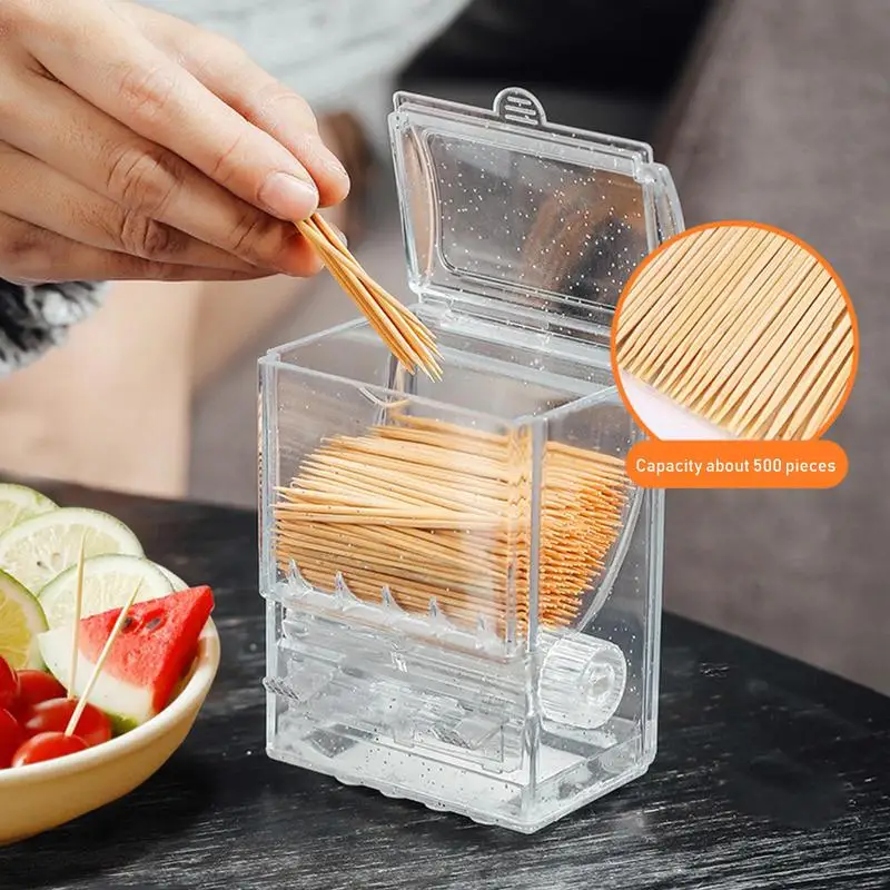 Toothpick Dispenser For Home Clear Vending Machine Auto Toothpick Holder Fashionable Toothpick Dispenser Square Toothpick Box