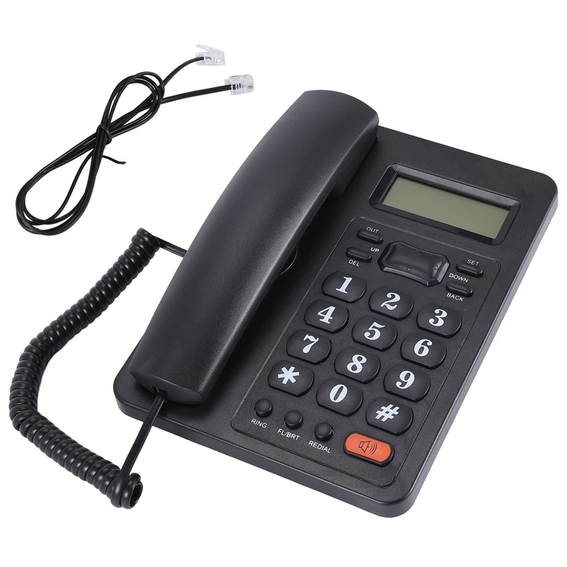 1 Piece Corded Telephone Dual Interface Wired Telephone With Caller Identification For Office (Black)