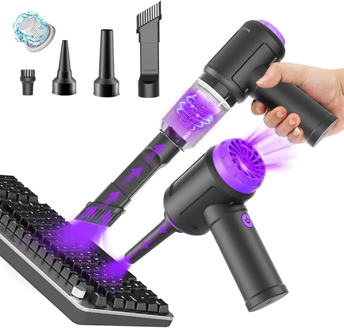 

14500Pa Cordless Computer Vacuum Cleaner, 110000RPM Mini Air Duster for Keyboard Cleaning, Energy Efficient