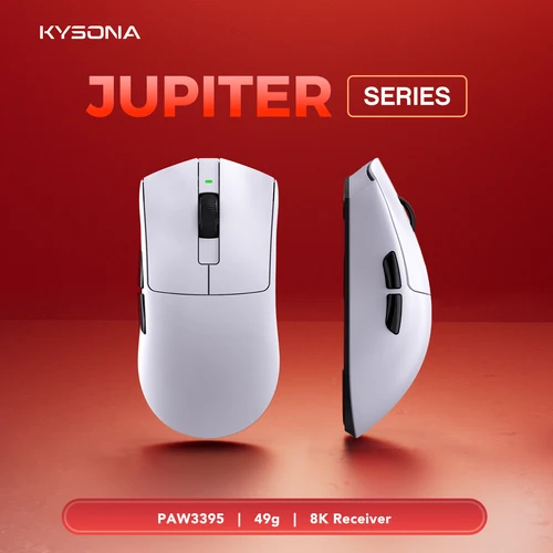 Kysona-ratón inalámbrico Júpiter con Sensor PAW3395, 26000DPI, peso ligero, 49g, 8khz, recargable por Bluetooth, para regalo de ordenador portátil