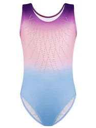 Girls Gymnastics Leotard Gradient Glitter Dance Wear Sportswear