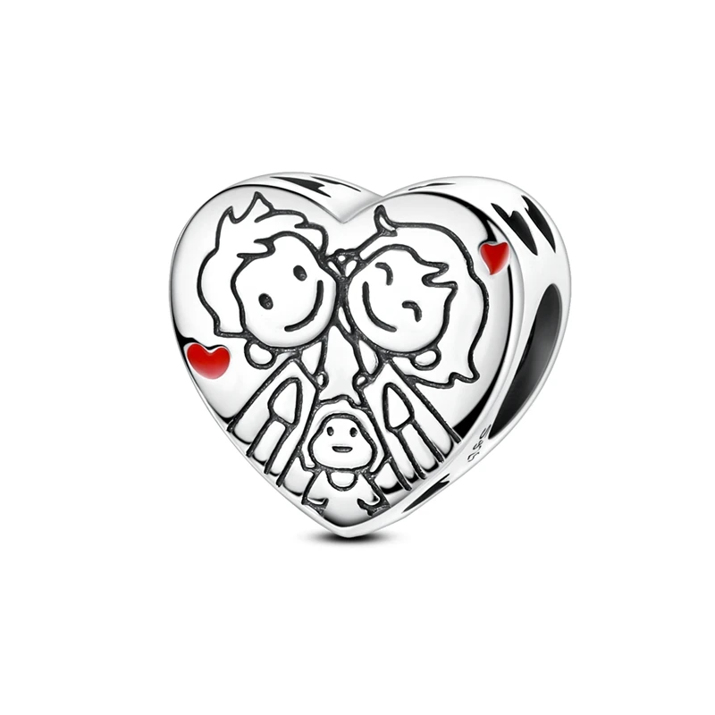 

New 925 Sterling Silver A Loving Family Charms Beads For Women Fit Original Bracelet DIY Jewelry Gifts