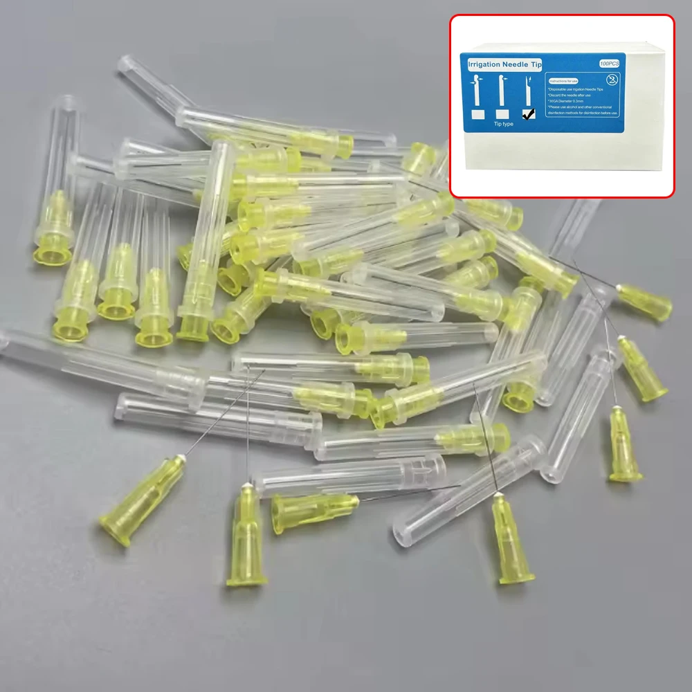 

100 шт. коробка, стоматологическая эндо-игла для ирригации, наконечник 30GA, закрытое боковое отверстие для шприца для мытья корневых каналов, набор стоматологических материалов