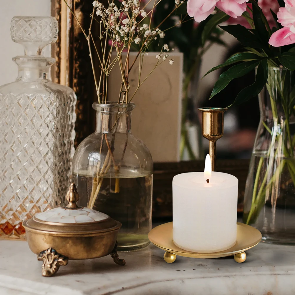 

3pcs Iron 3 Plate Pcs Retro Simple Candlestick Holder Practical LED Party Simple Candlestick Supplies