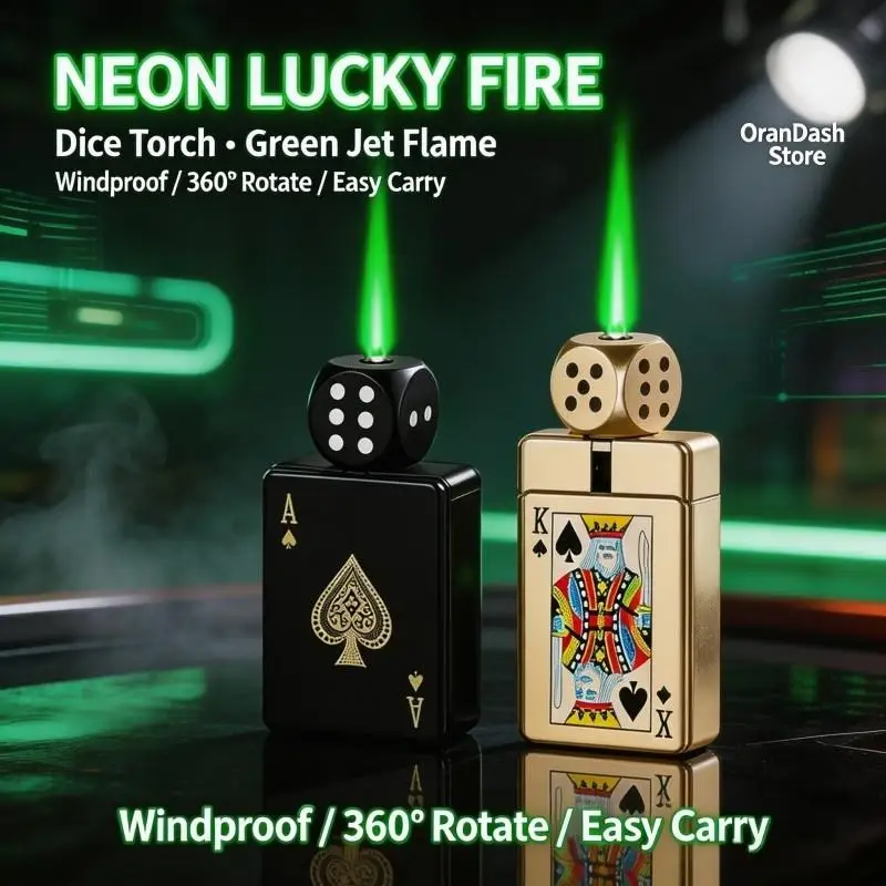 Tiktok Hot Selling Decompression Toy Tide Play Lighter, Rotating Dice Playing Card Gas Lighter, Windproof Design With Unique Gre