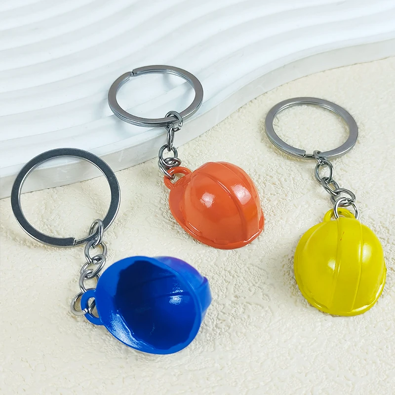 Creative Hard Hat Keychain Mini Construction Hat Keyrings Miniature Construction Helmets Small Safety Hats Charms Accessories