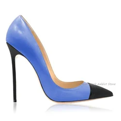Sexy Mixed Colors Pumps Women Pointed Toe Shallow Stilettos Leather High Heels 2024 Designer Big Size Party Office Dress Shoes