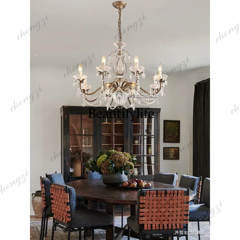 French chandelier living room dining room lamp American retro court study lamp European style, hall bedroom