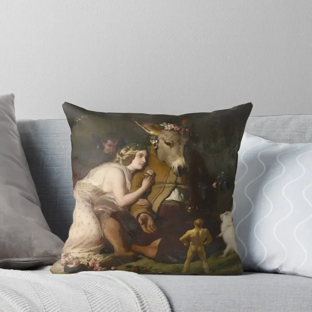 Scene from A Midsummer Night's Dream Titania and Bottom by Edwin Henry Landseer (1848) Throw Pillow Anime Pillowcase pillow