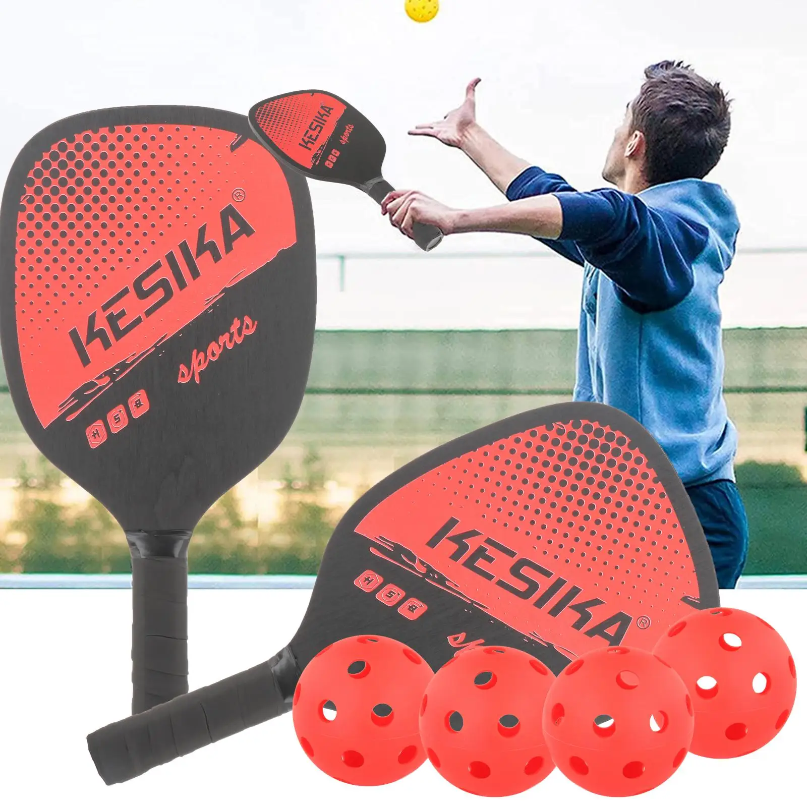 Professional Pickleball Set 2-Player Carbon Fiber Paddle Racquets 4 Ball Pickleball Rackets Ball Sets Portable Bag