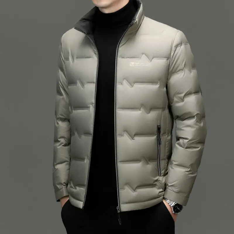 

Мужская легкая куртка-пуховик с воротником-стойкой из белого утиного пуха для осени и зимы, ветрозащитная, теплая, приталенная, повседневная верхняя одежда
