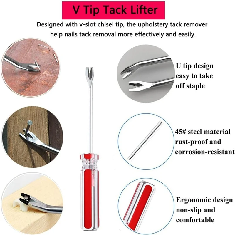 ABAE-Kit de herramientas para quitar grapas de tapicería, Extractor de grapas de instalación de sujetadores de construcción para muebles, suelo, pared de madera