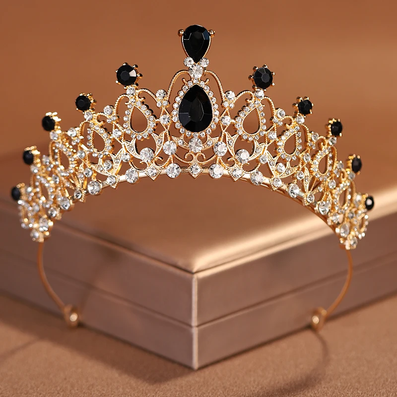 Itacazzo Bridal Headwear Black-Colour Ladies Exquisite Prom Crown Performance Tiaras