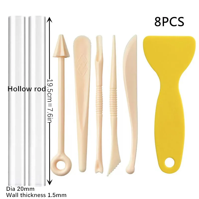 ZENRA-Ensemble d'outils en argile polymère, rouleau solide, feuille acrylique, lame de coupe en acier inoxydable, grattoir en plastique, artisanat de bricolage