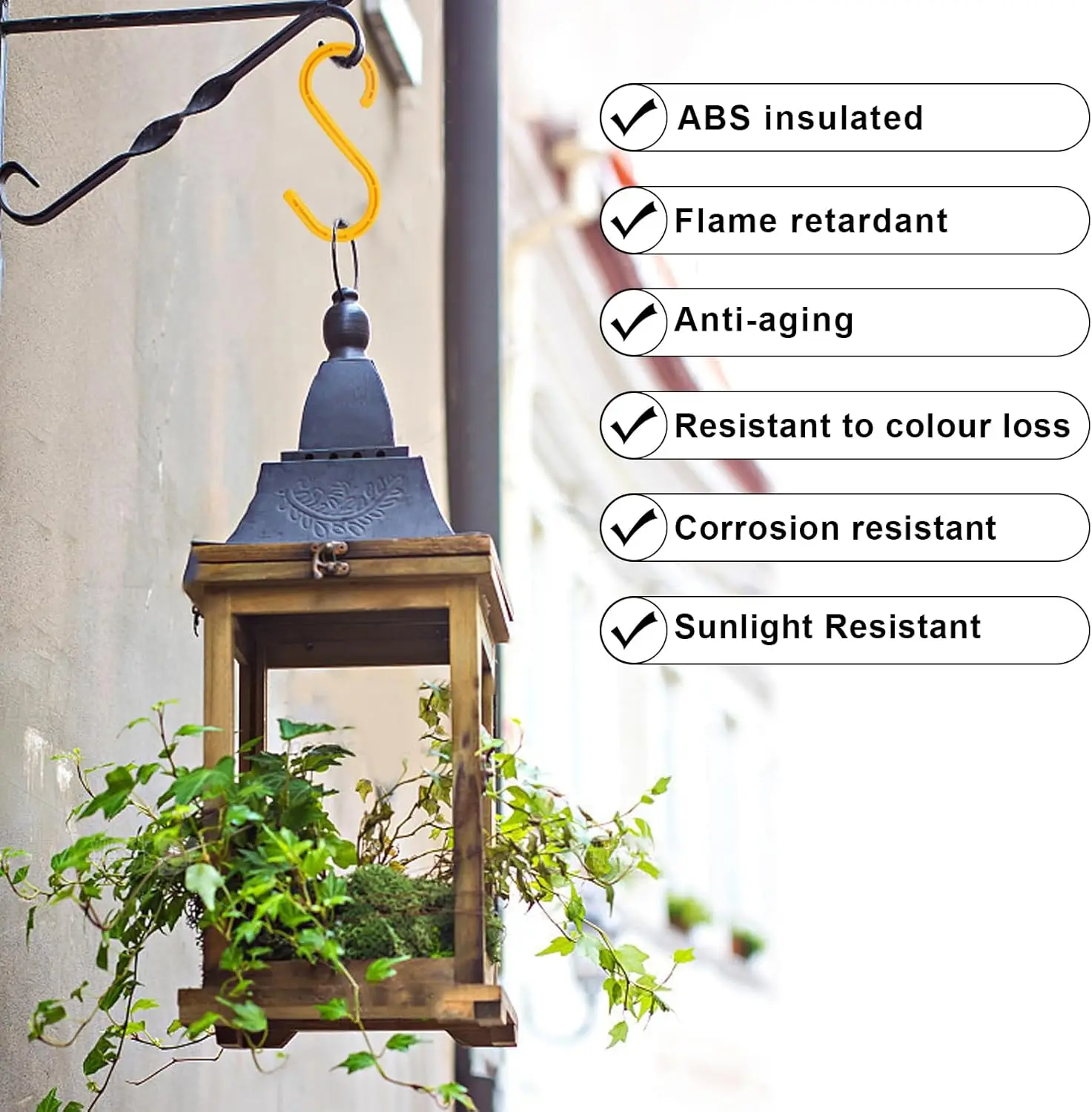 Heavy Duty ABS S Hooks, 6 Pack, 8.26Inch, Yellow, Ideal for Indoor/Outdoor, Kitchen, Closet, Bathroom, Garden, Tools, Constructi