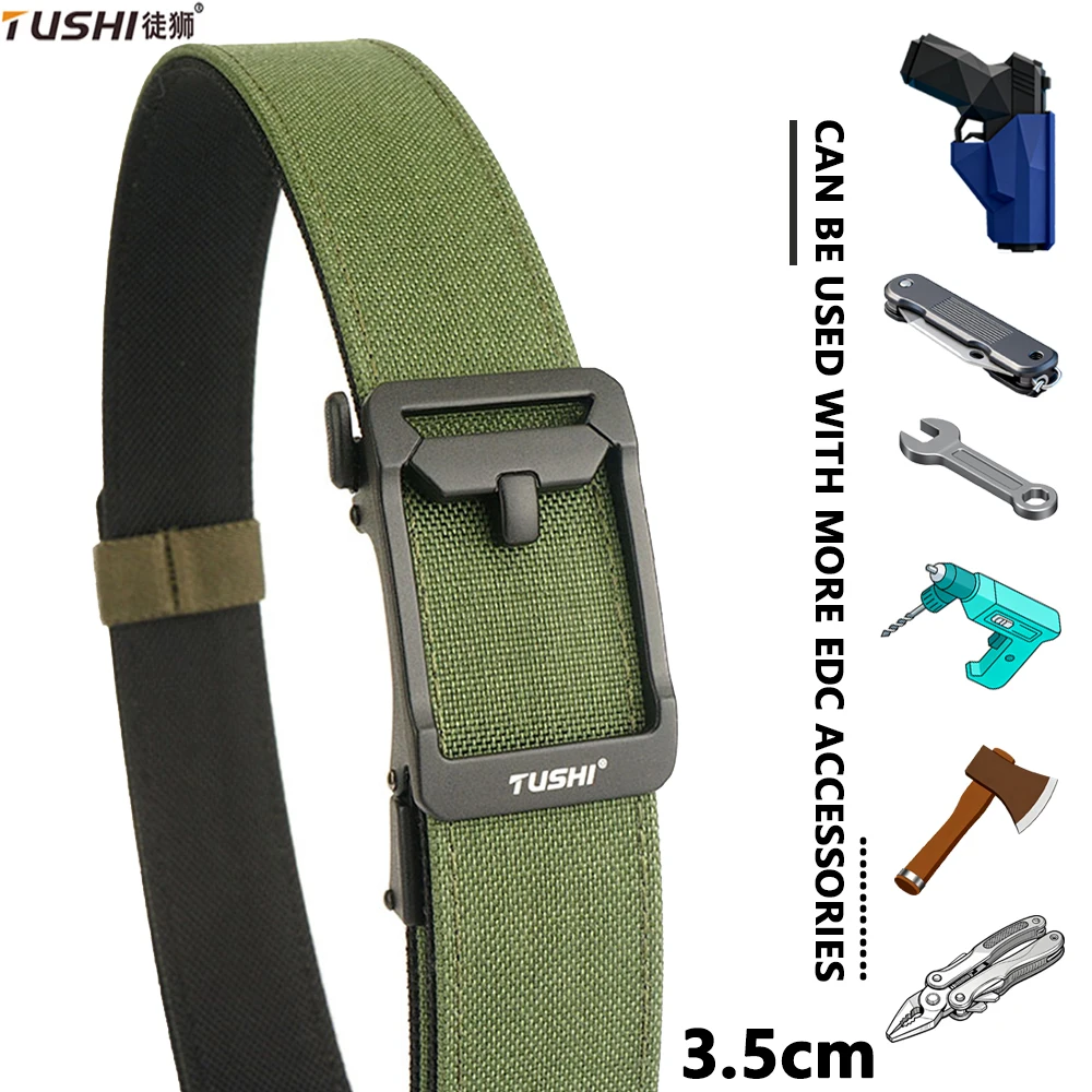 

TUSHI New Hard Tactical Belt for Men Metal Automatic Buckle IPSC Gun Belt 1100D Nylon Military Belt Outdoor Sports Girdle Male
