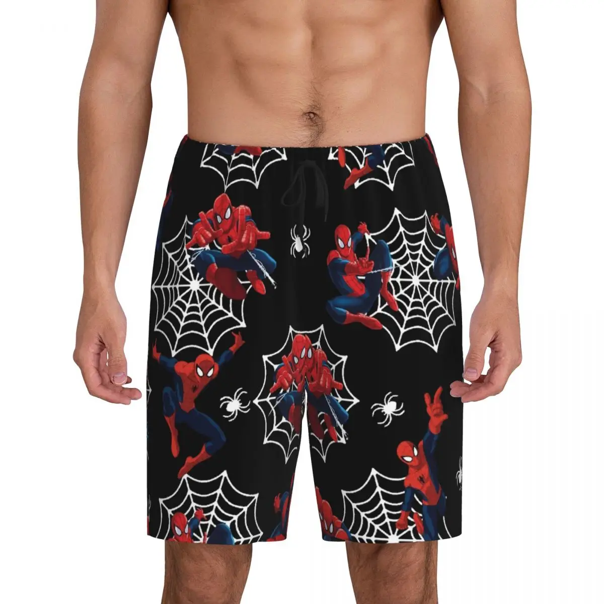 

Мужские пижамные штаны с рисунком супергероя из мультфильма «Человек-паук» на заказ, одежда для сна, пижамы, шорты для сна с карманами