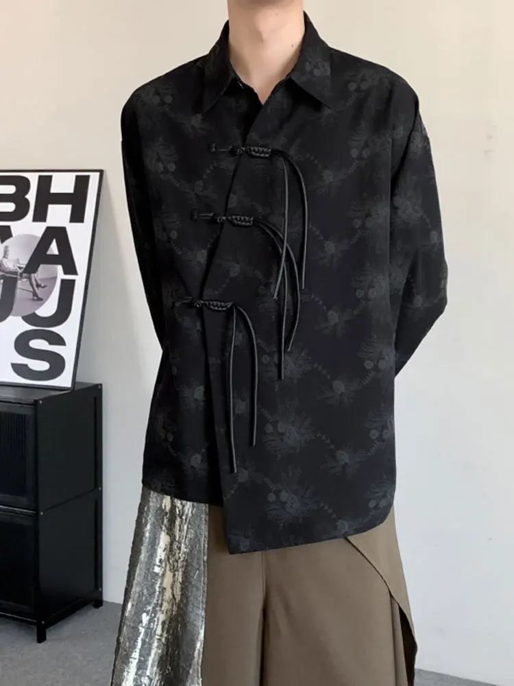 

Новая китайская мужская куртка-пальто в стиле слэ с асимметричным кройом и национальным узором, весенняя модель, на пуговицах, повседневная...