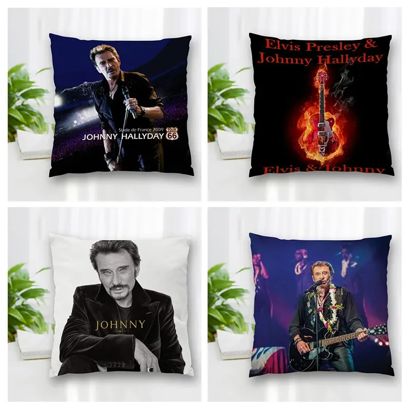 

Hot Sale Custom Johnny Hallyday Square Pillowcase Zipper Pillowcase Living Room Bedroom Multi-Size 35x35cm 45x45cm