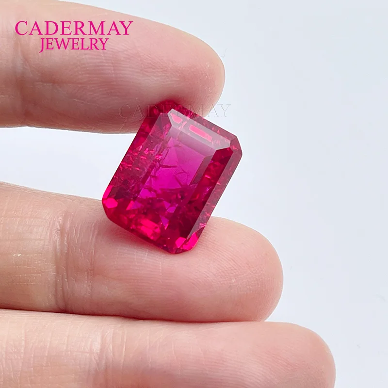 Inclusions And Minor Cracks Ruby 2x4mm-15x20mm Rectangle Emerald Cut #5 Red Synthetic Ruby Corundum Loose Gemstones