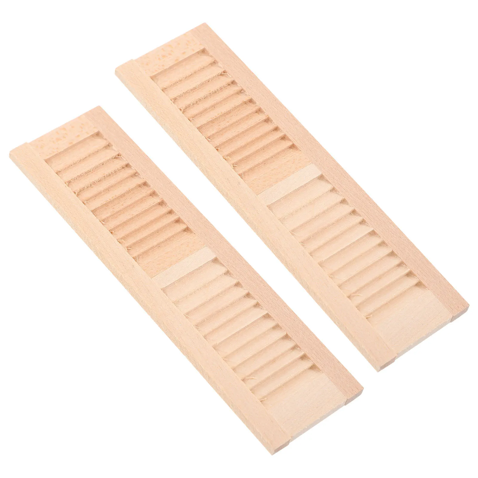 2Pcs Wooden Miniature Shutters DIY Tiny Shutters for Dollhouse Decoration and Mini Furniture Furniture Decors