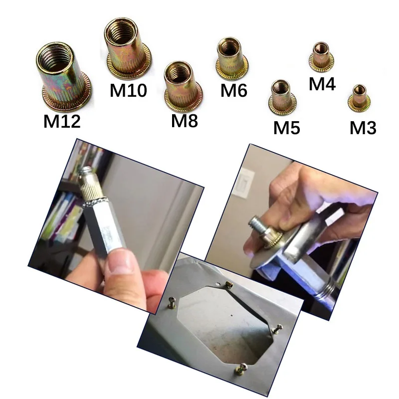 276PCS carbon steel color zinc/aluminum/stainless steel/M3-M8 mixed combination set flat head vertical rivet nut pull cap rivet