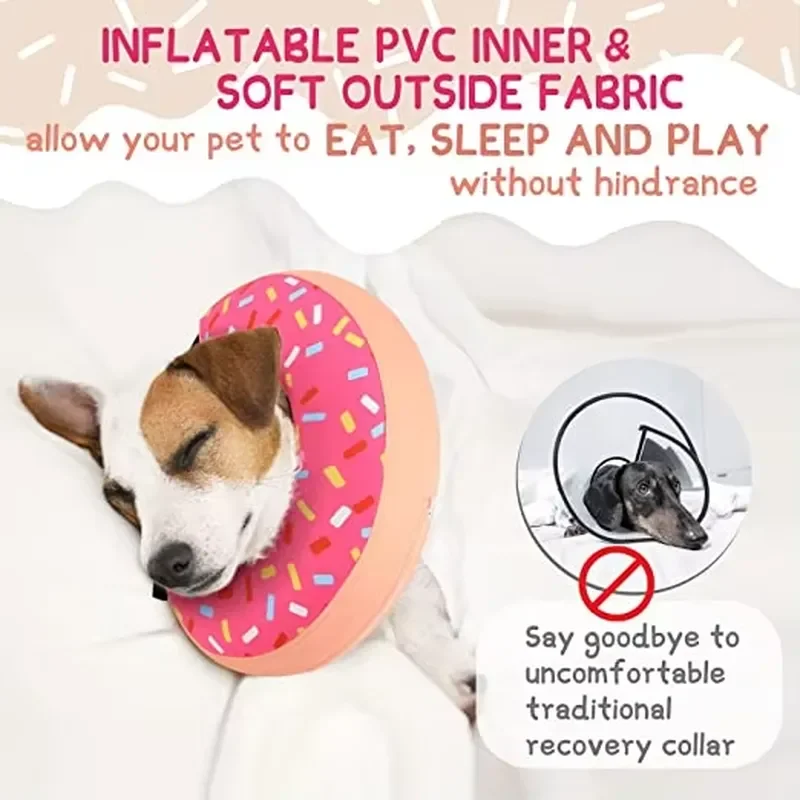 for Supet Inflatable Dog Cone Collar for Large Medium Small Dogs Soft Recovery Collar for Dogs Cats Protective Pet Neck Ring