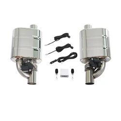 Electronic Valved Muffler Kit Performance Exhaust Muffler with Electric Valve Cutout Remote Controller Kit Offset In Offset Out
