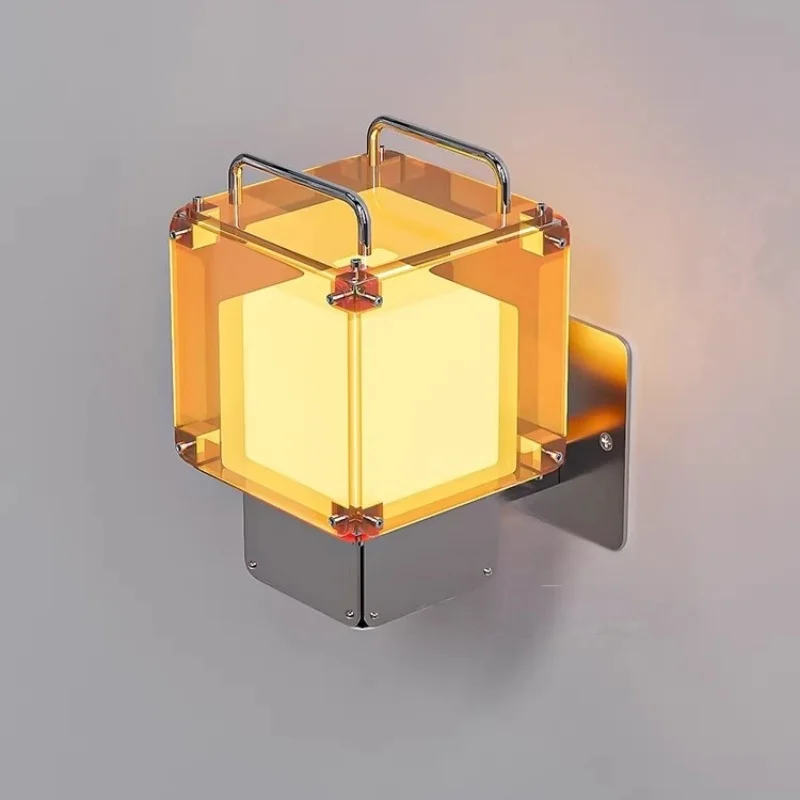 Modern artistic square double-layer lampshade soft light for living room and bedroom study wall lamp indoor lighting fixture