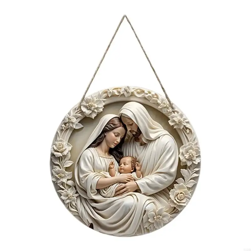 

Handcrafteds Plaque Featurings Jesuses and Virgin Marys for Home Decoration