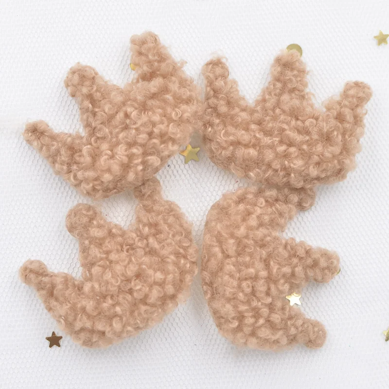 12Pcs Puffy Soft Teddy Plush Padded Patches Crown Appliques for DIY Clothes, Crafts, Hat, Bag, Woolen Gloves, Socks Decor