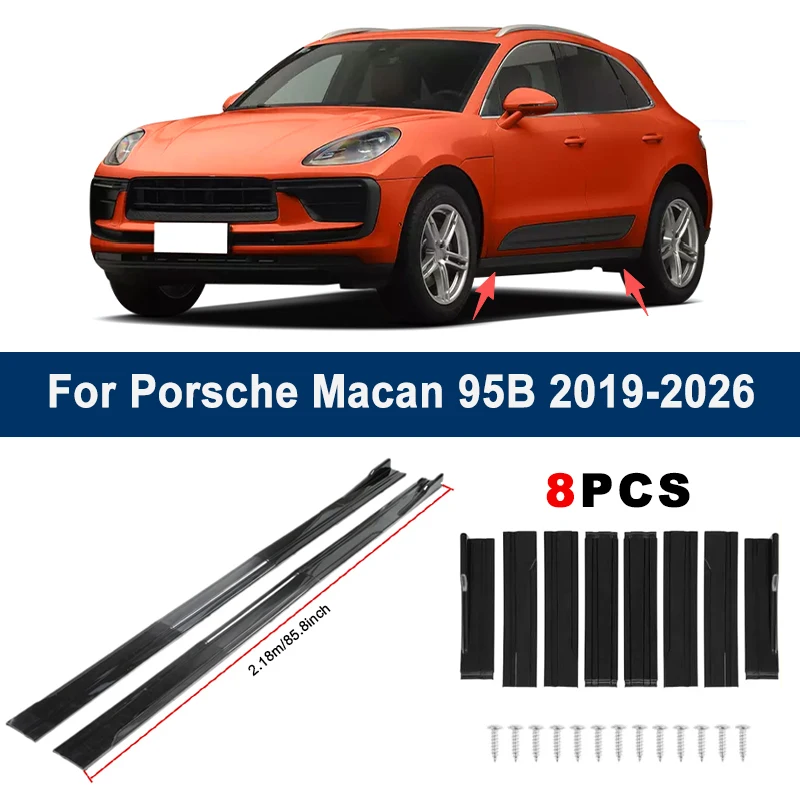 

2.18m Sectional Side Skirt Extension Lips For Porsche Macan 95B 2019-2026 - Racing Side Spoiler Car Modified Body Kit Accessory