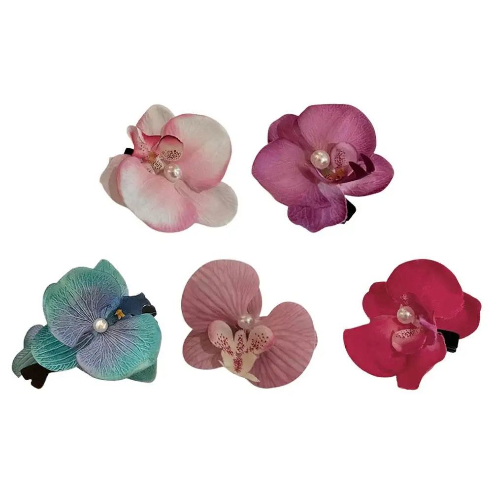 1pc Sweet Phalaenopsis Flower Hairpin New Early Spring Phalaenopsis Hairwear Flower Edge Clip Photography Props Hair Accessories