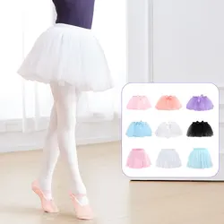 Girls Ballet Tutu Skirts Pink Kids Fluffy 4 Layers Soft Yarn Tulle Skirts White Elastic Ballet Leotard Skirts