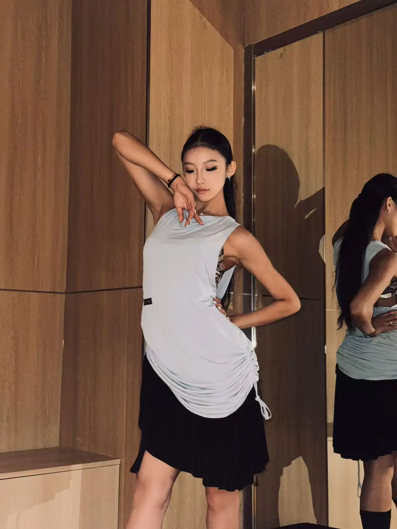 Vestido de dança latina do reino unido para mulheres, costas nuas, cordão, elegante, roupa de prática, roupa de treinamento sexy